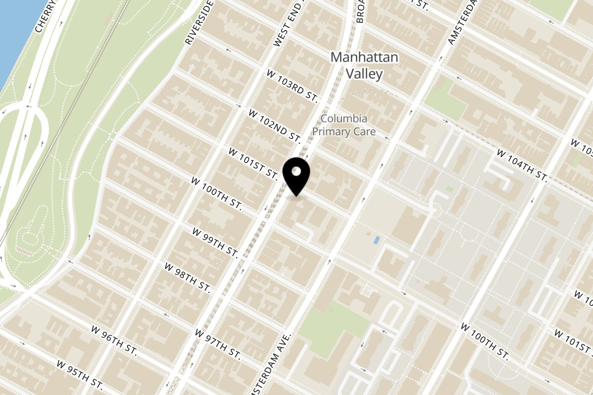 Map showing the location of Just Pho You on 2656 Broadway in New York